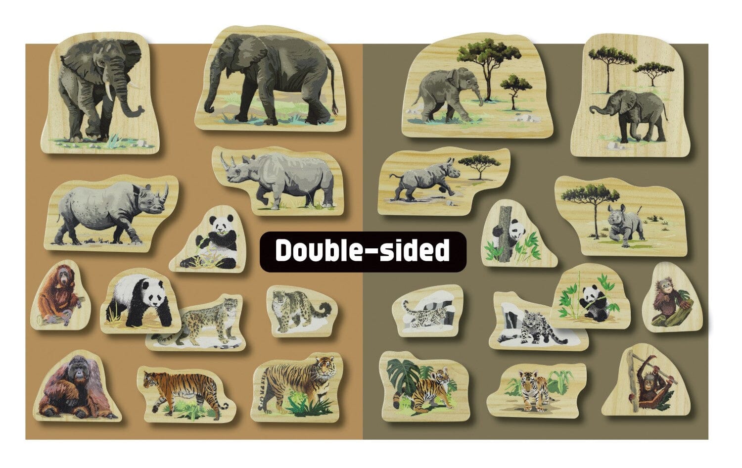 Endangered Animal Families Wooden Characters - louisekool