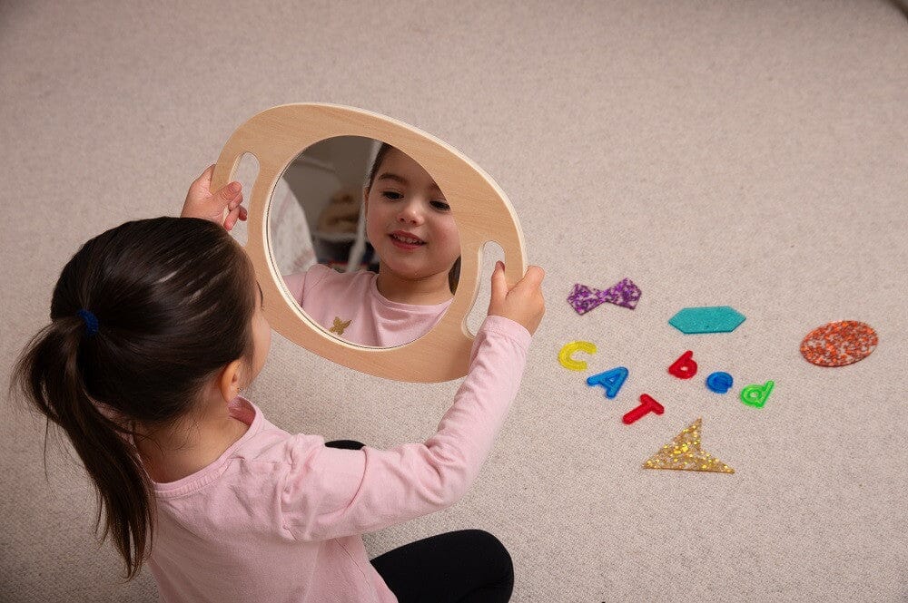 Hand Held Wooden Mirror - Large - louisekool