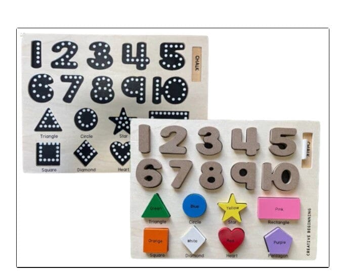 Preschool Chalkboard Puzzle - Numbers & Shapes - louisekool