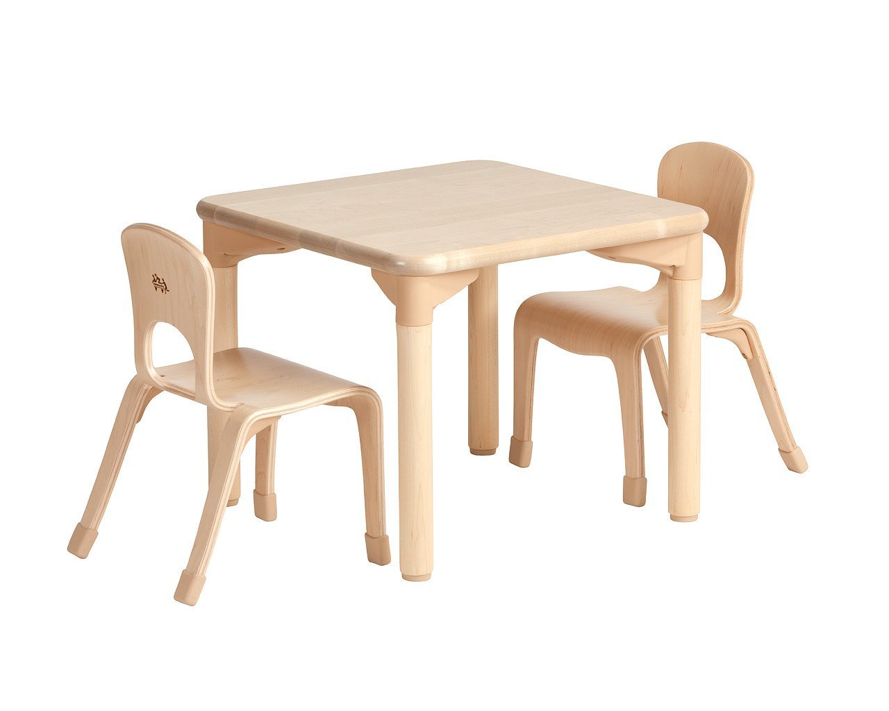 Community Playthings Square Woodcrest Table 18" and Two Chairs 10" - louisekool