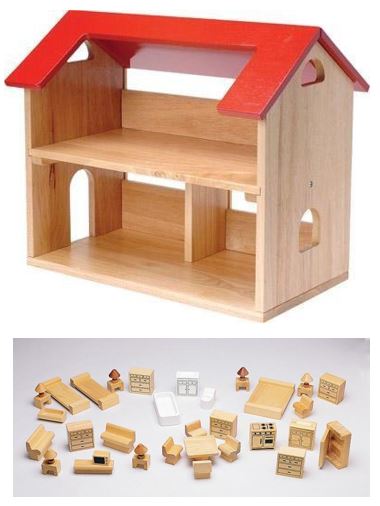Dollhouse and 6 Room Furnishing Set - louisekool