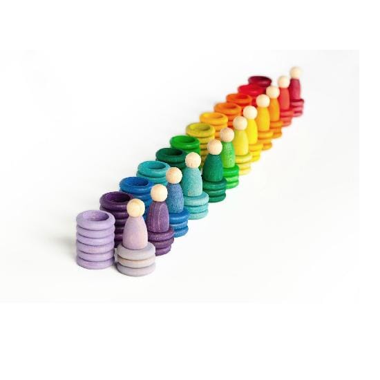 Dyed Wood People Rings & Coins - Set of 120 - louisekool