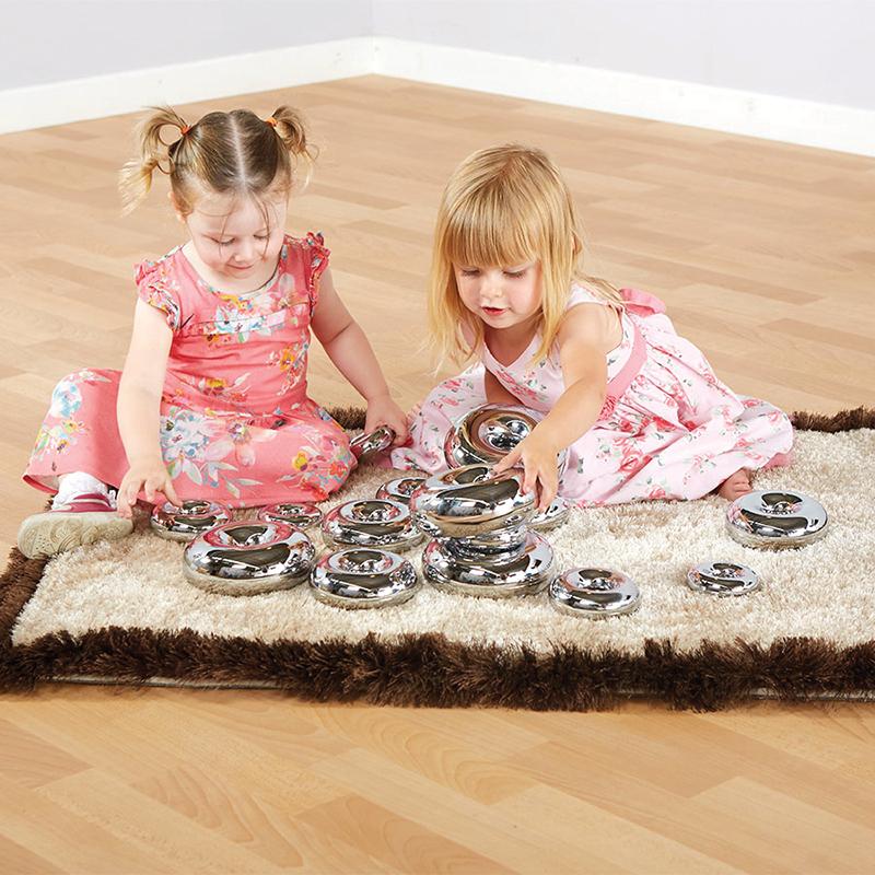 Marvellous Metallic Mirrored Stacking Donuts - Set of 16 - louisekool