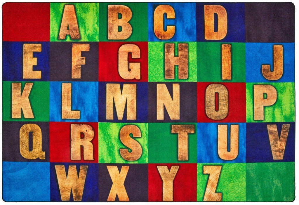 Rustic Wood Literacy Seating Rug - louisekool