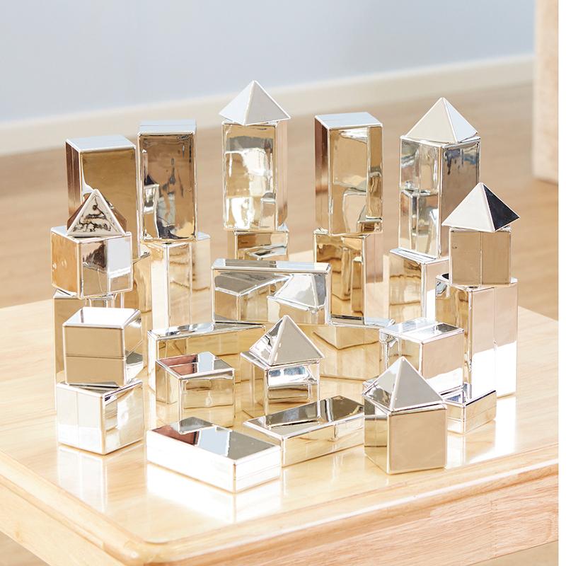 Silver Metallic 3D Construction Blocks 32pcs - louisekool