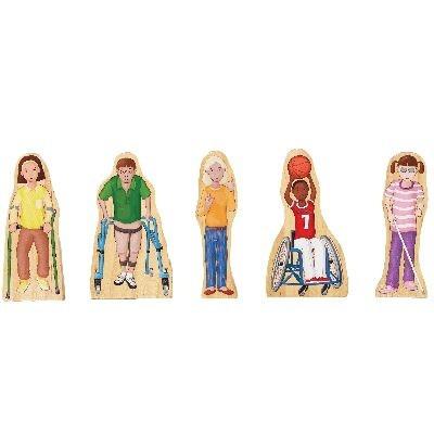 Wooden Block Play People - Diverse Abilities Children Set of 5 - louisekool