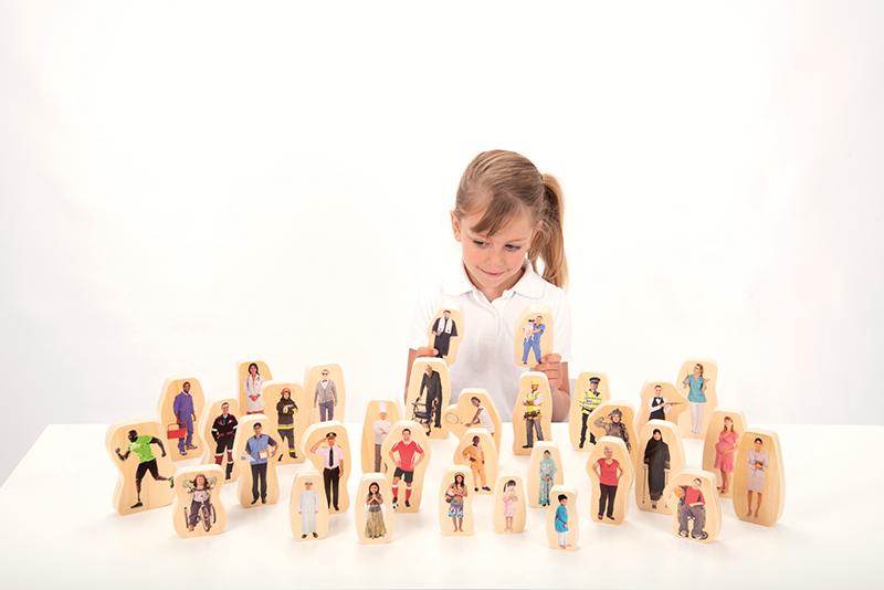 Wooden Community People Blocks - Set of 32 - louisekool