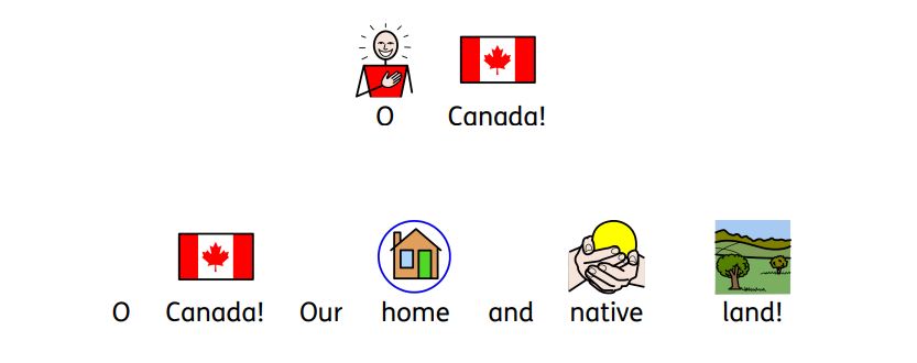Symbolized Oh Canada in Widgit Online