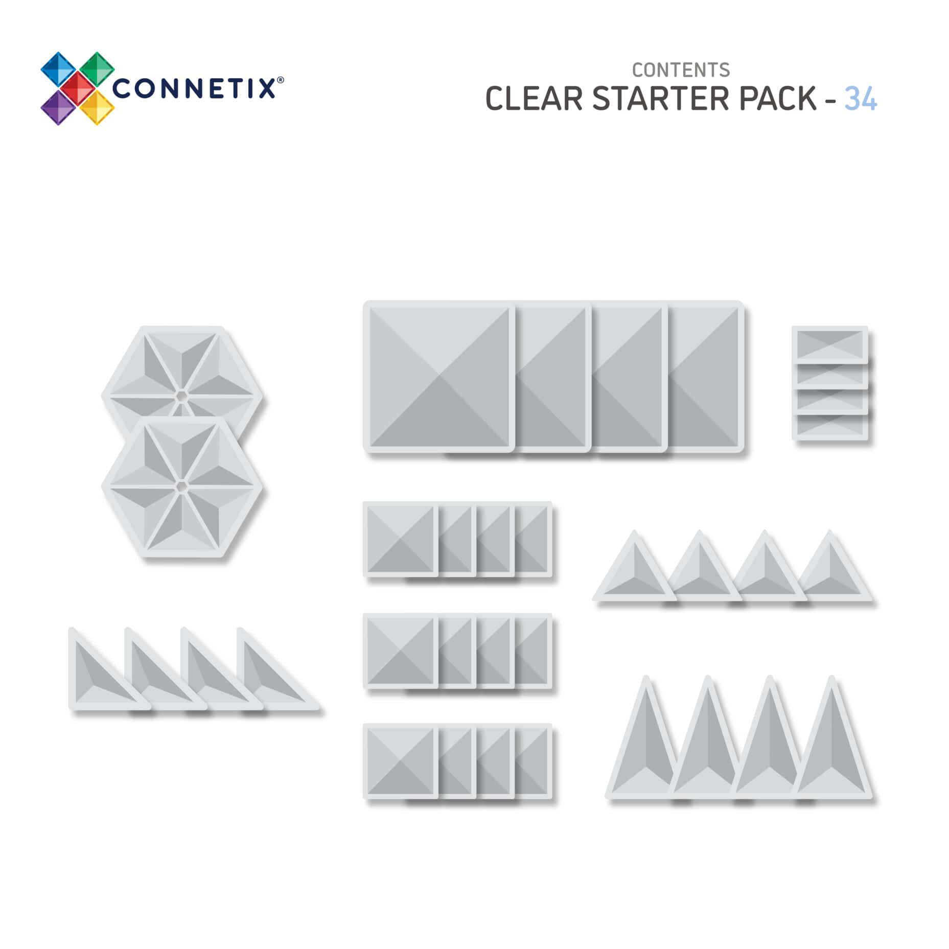 Connetix Clear Starter Pack - Set Of 34 - louisekool