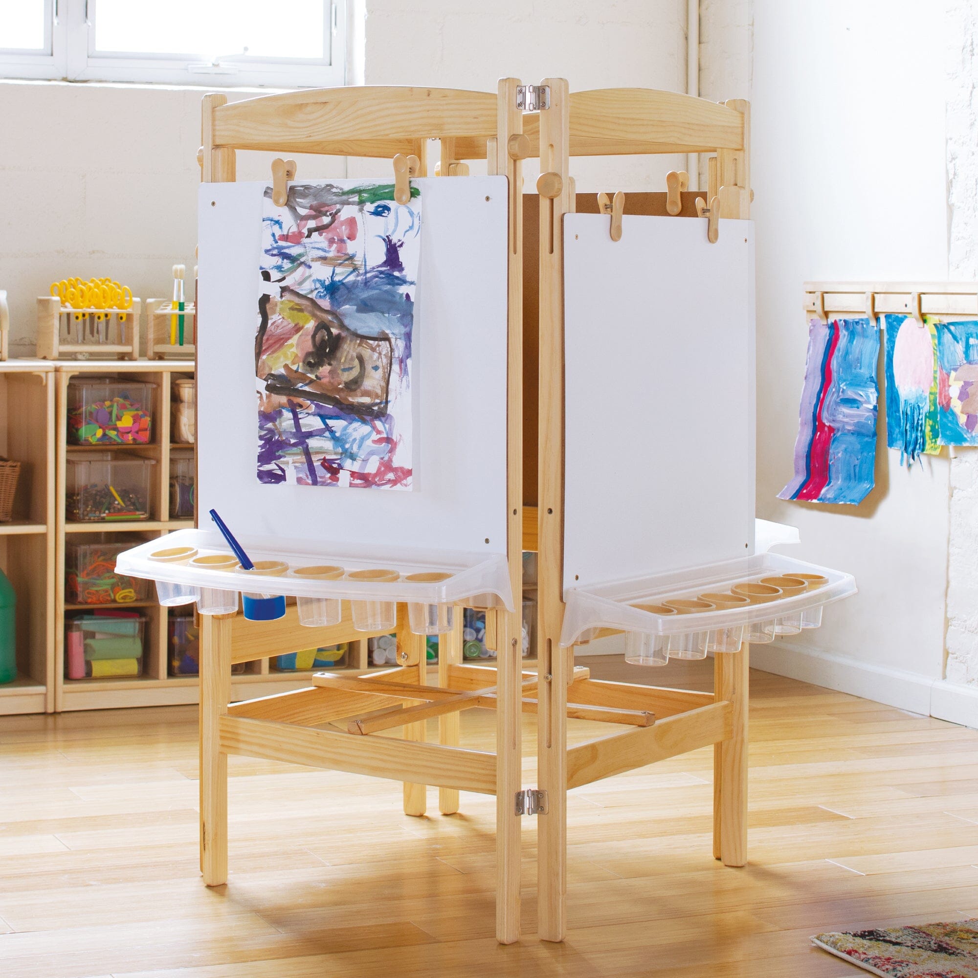 Adjustable 4-Sided Easel Furnishings Louise Kool & Galt for child care day care primary classrooms