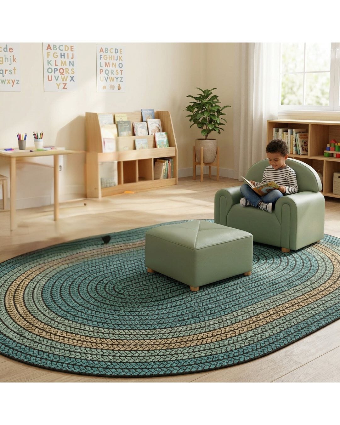 (AS IS) Textured Vinyl Chair and Ottoman - louisekool
