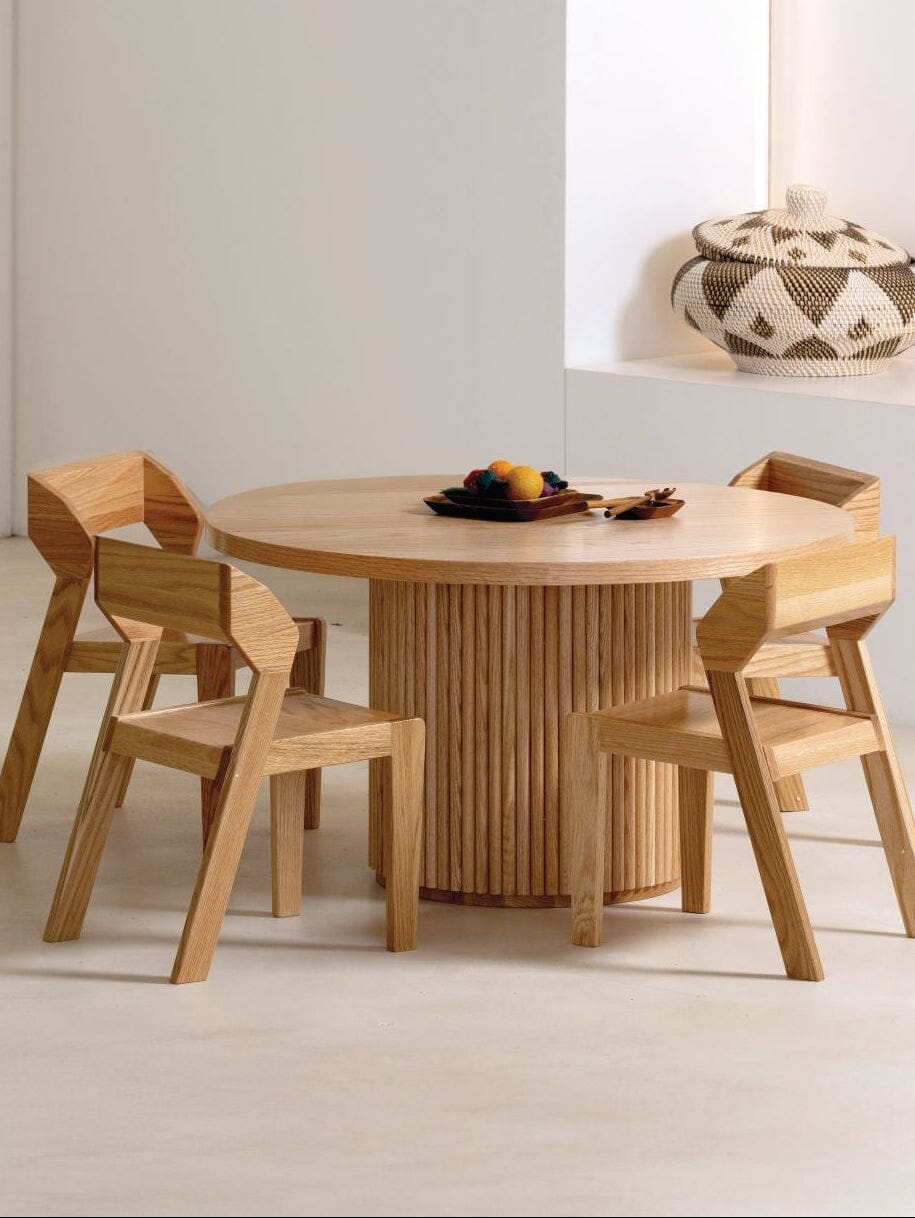Fluted Rounded Table Fluted Round Table with 4 Chairs – Louise Kool & Galt