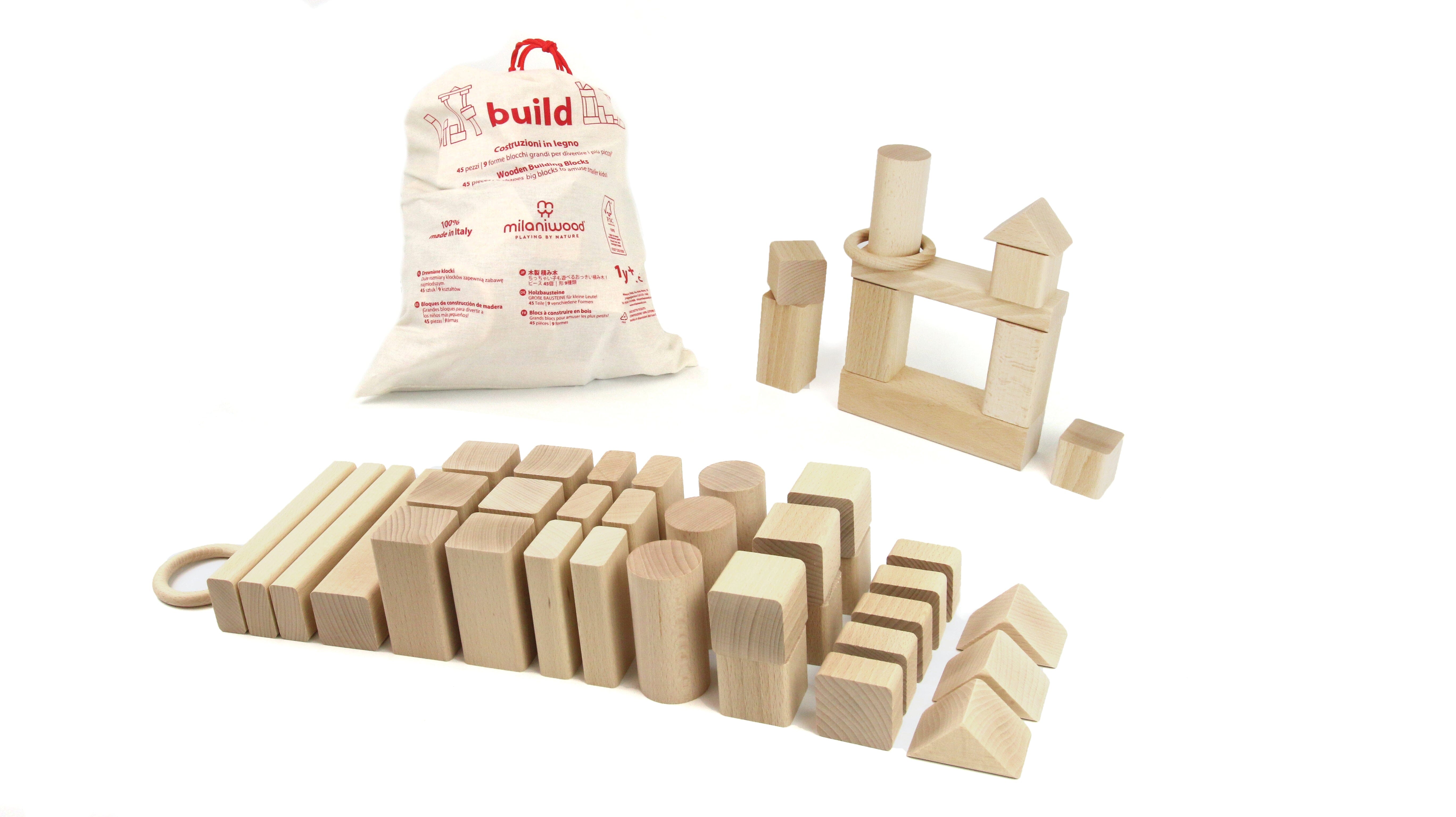 Infant & Toddler Wooden Blocks - Set of 45 - louisekool