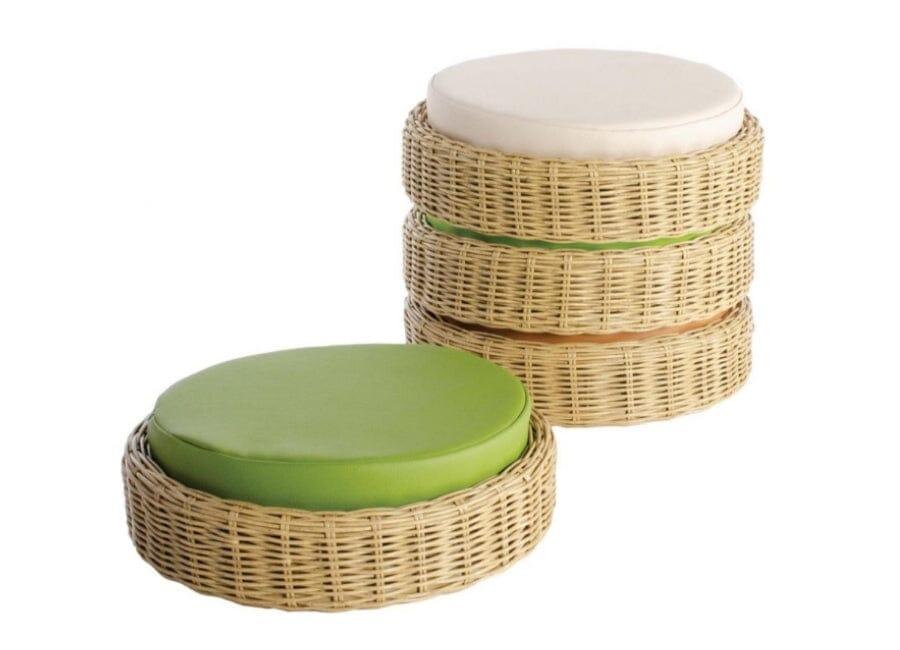 Wicker Seating Pouf – Set of 4 - louisekool
