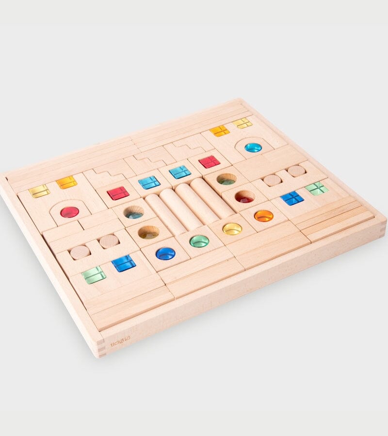 Wooden Building Gem Blocks – Set of 82 - louisekool