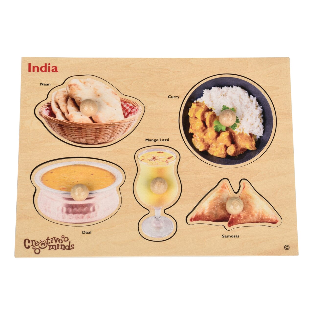 World Food Knob Puzzles - Set of 5 - louisekool