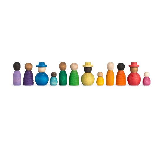 Coloured Wooden People - 12 Pcs - louisekool