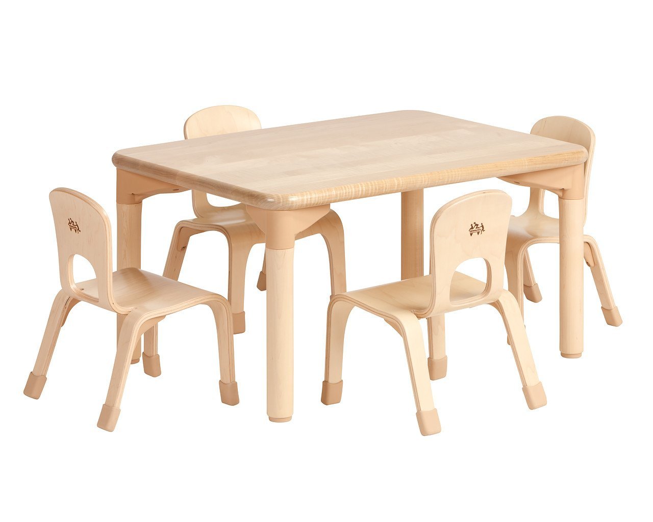 Community Playthings Rectangular Woodcrest Table 16" and Four Chairs 8" - louisekool