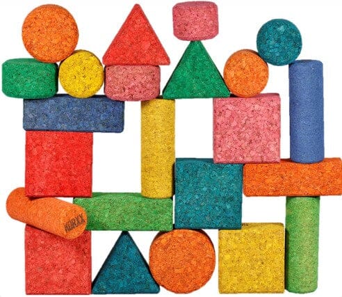 A Big Set of Colorful Eco Cork Blocks with Different Geometric Shapes,  Toddlers
