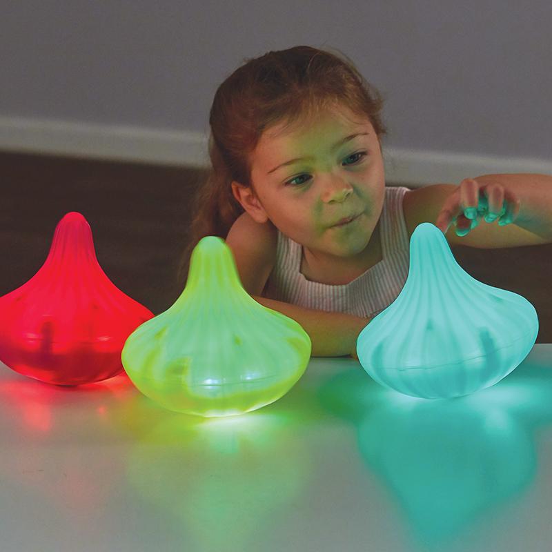 Light Up Twist and Turn Spinning Tops - Set of 3 - louisekool