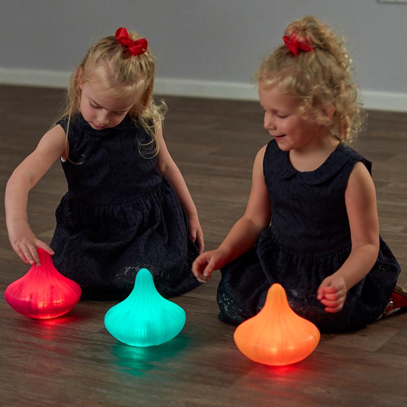 Light Up Twist and Turn Spinning Tops - Set of 3 - louisekool