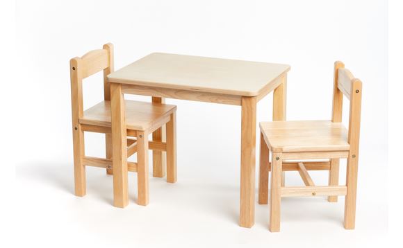 Natural Wood Table with Two Chairs - louisekool