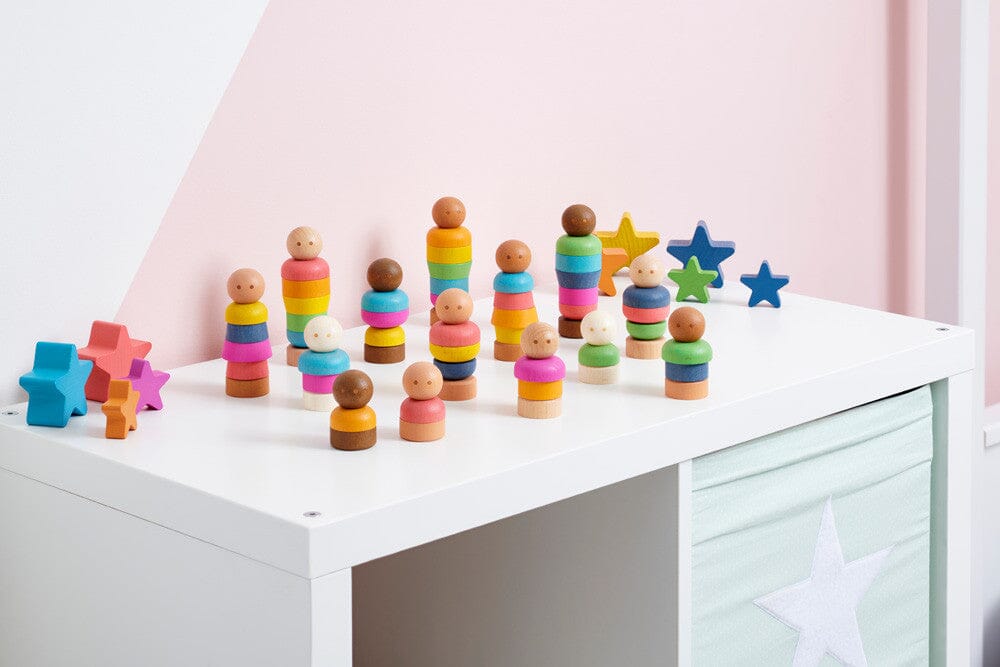 Rainbow Wood Stacking people – Louise Kool & Galt