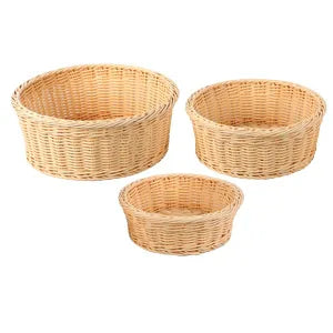 Round Plastic Woven Basket - Set of 3 - louisekool