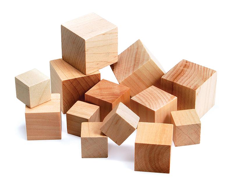 Wood Blocks assorted sizes - 48 pcs - louisekool
